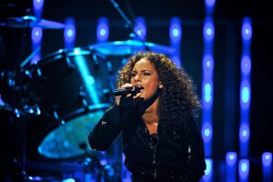 Las Vegas, NV, USA: September 23, 2011 - Alicia Keys performs at the inaugural iHeartRadio Music Festival at the MGM Grand Garden Arena.